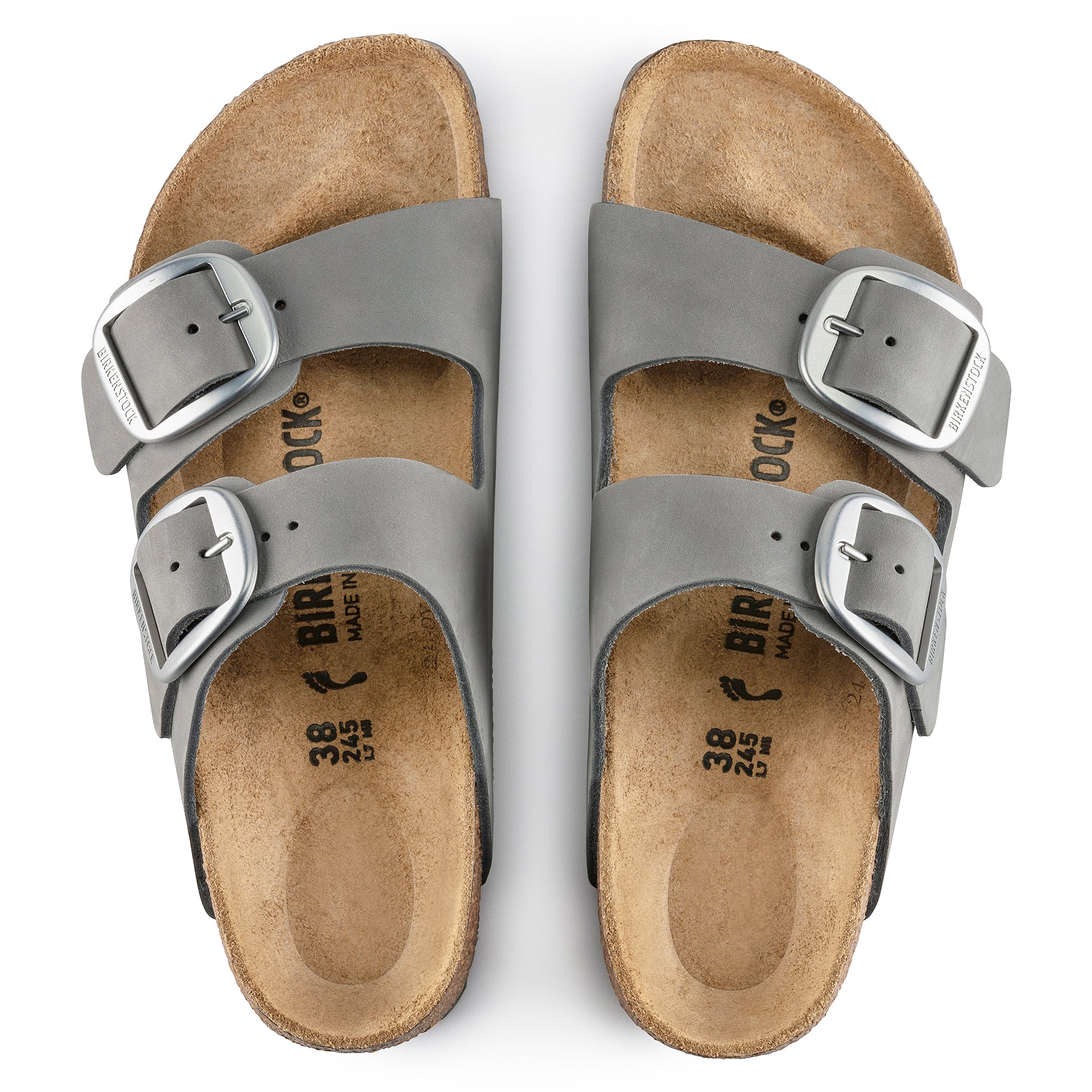 Birkenstock Arizona Big Buckle Nubuck Leather in Dove Gray - Image 4