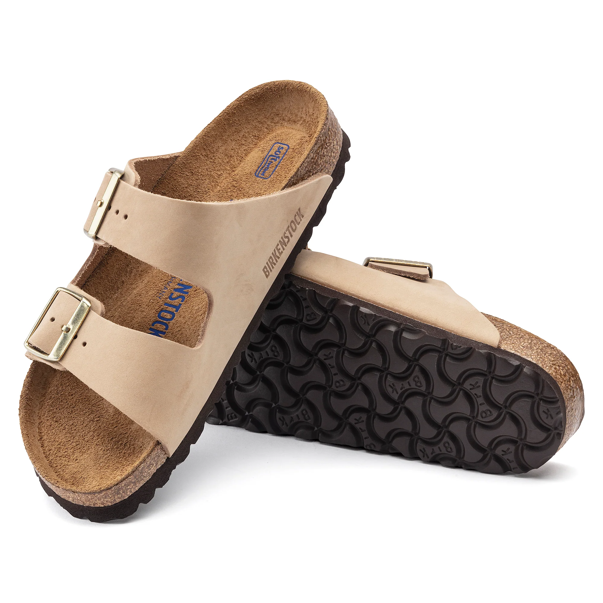 Birkenstock Arizona Nubuck Leather Soft Footbed in Sandcastle - Image 3