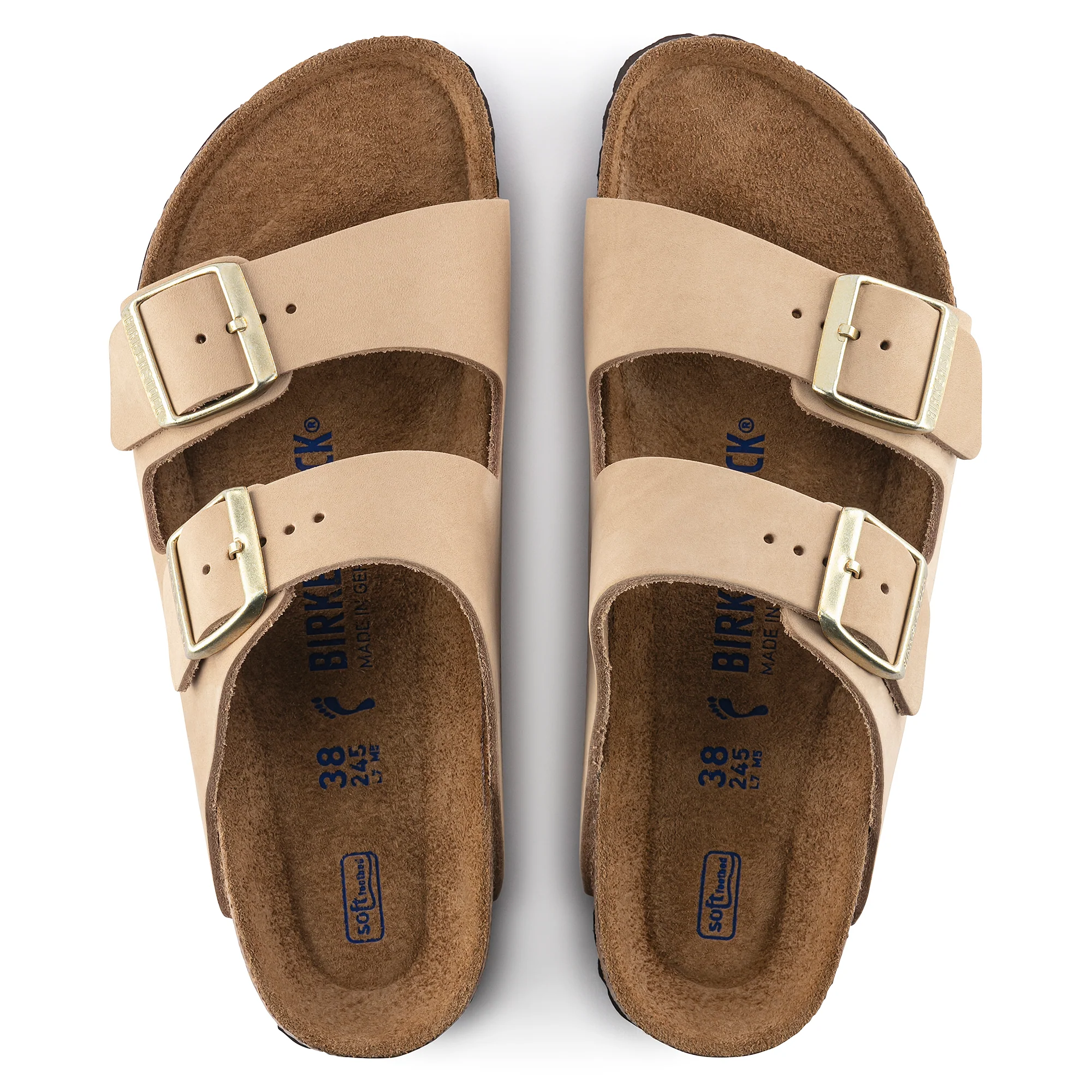 Birkenstock Arizona Nubuck Leather Soft Footbed in Sandcastle - Image 4