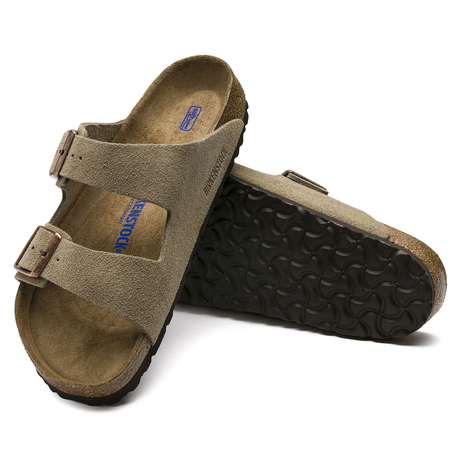 Birkenstock Arizona Suede Leather Soft Footbed Sandal in Taupe - Image 5