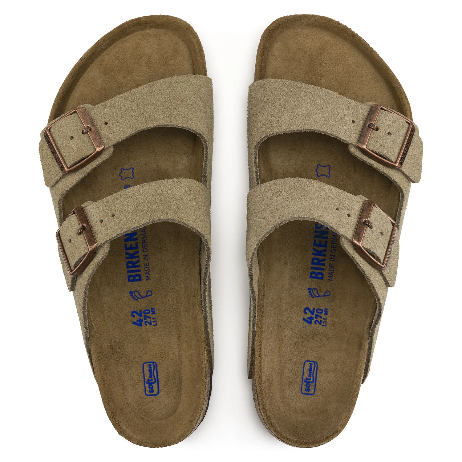 Birkenstock Arizona Suede Leather Soft Footbed Sandal in Taupe - Image 6