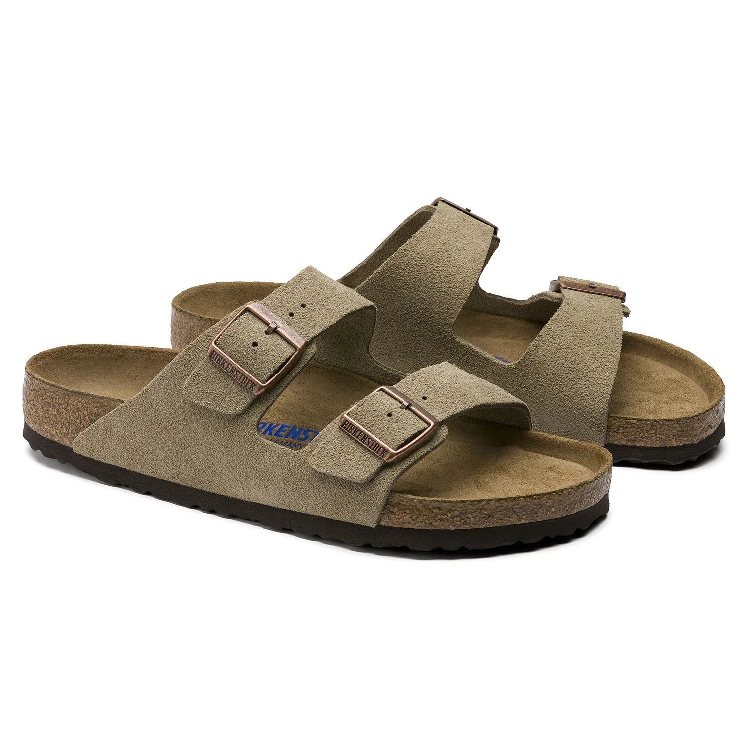 Birkenstock Arizona Suede Leather Soft Footbed Sandal in Taupe - Image 7