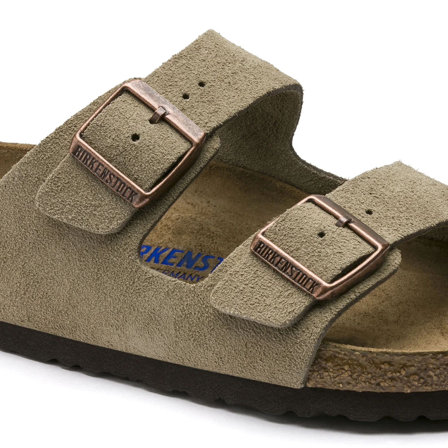 Birkenstock Arizona Suede Leather Soft Footbed Sandal in Taupe - Image 8
