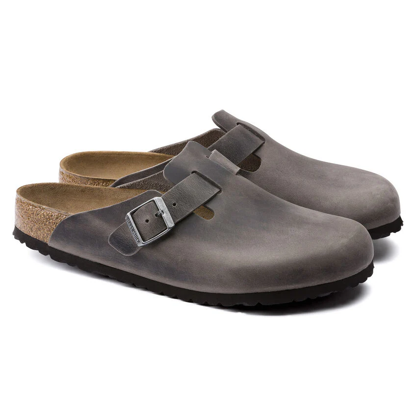 Birkenstock Boston Oiled Leather Soft Footbed Clog in Iron - Image 7