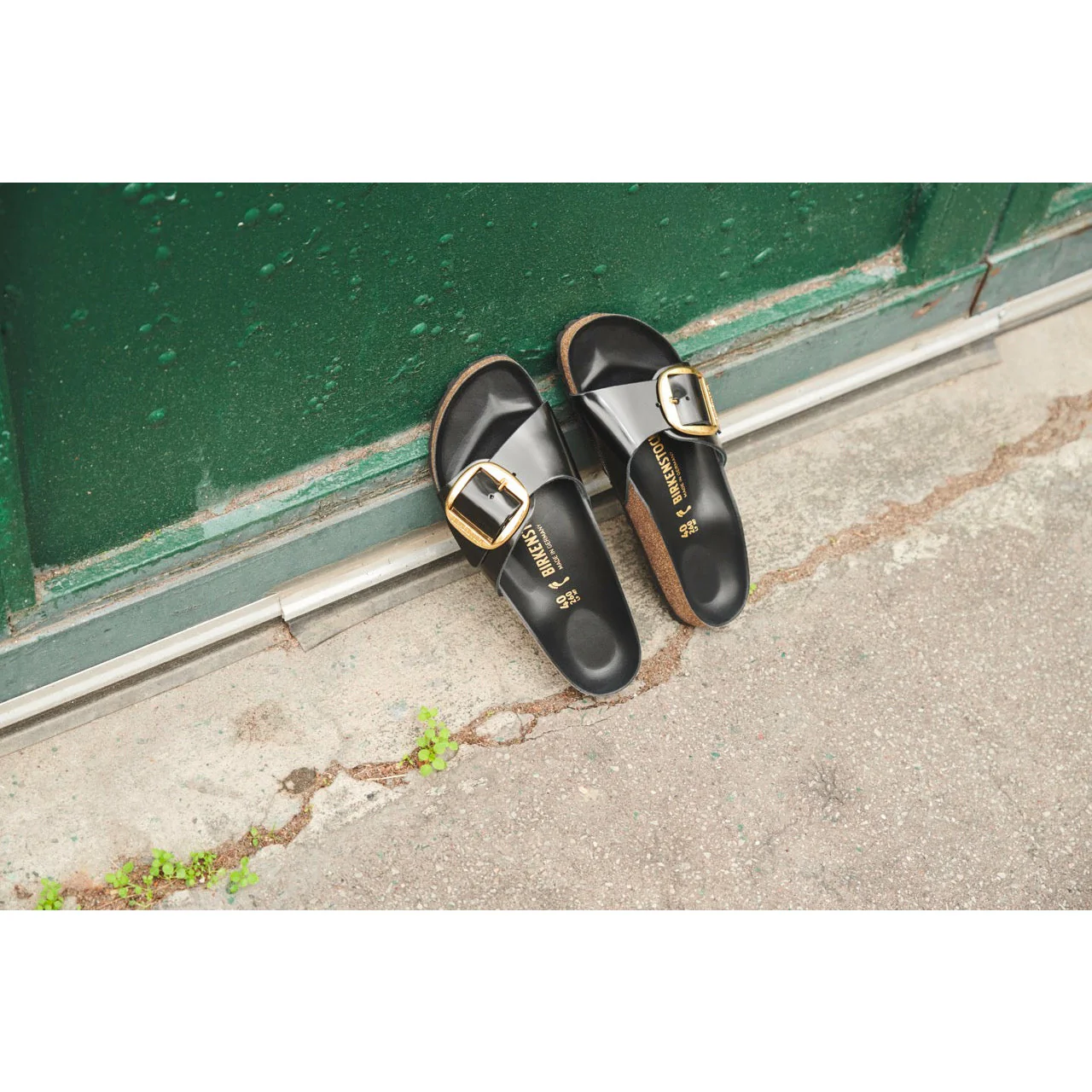 Birkenstock Madrid Big Buckle Natural Leather Patent in High Shine Black - Image 6