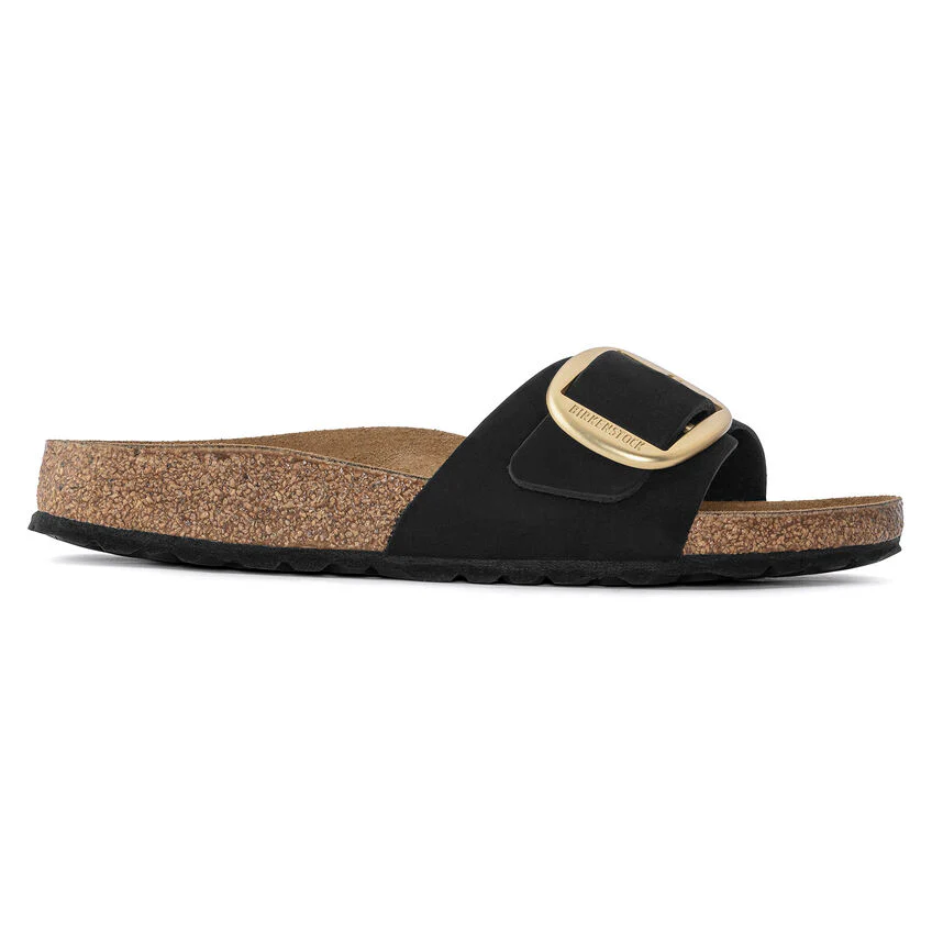 Birkenstock Madrid Big Buckle Nubuck Leather in Black - Image 3