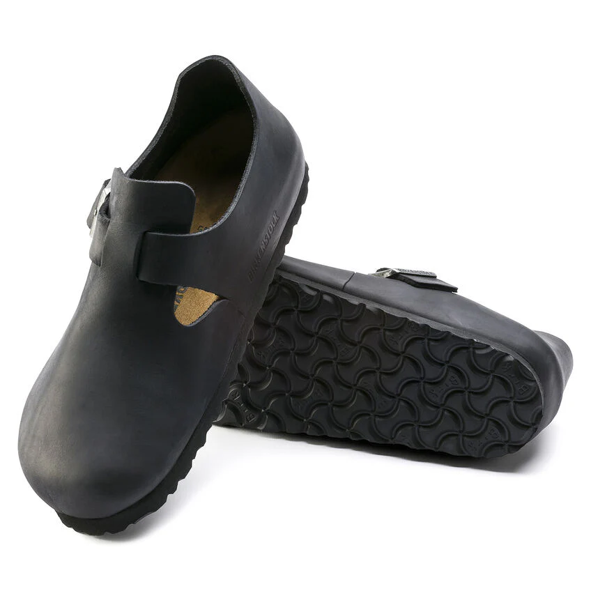 Birkenstock London Oiled Leather Classic Footbed in Black - Image 5
