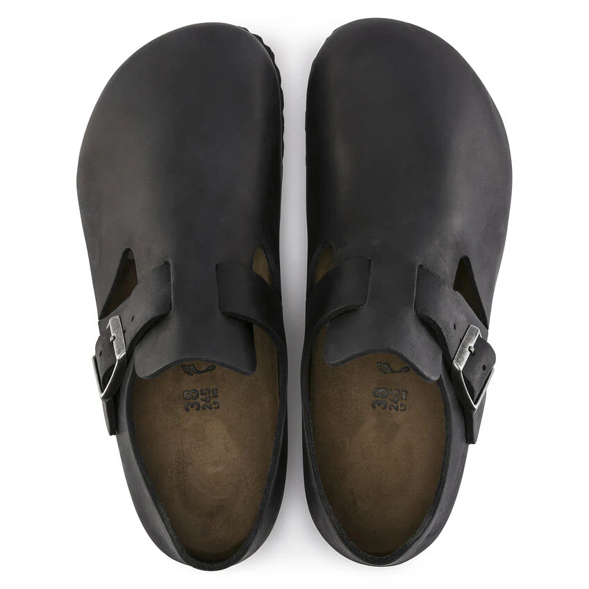 Birkenstock London Oiled Leather Classic Footbed in Black - Image 6
