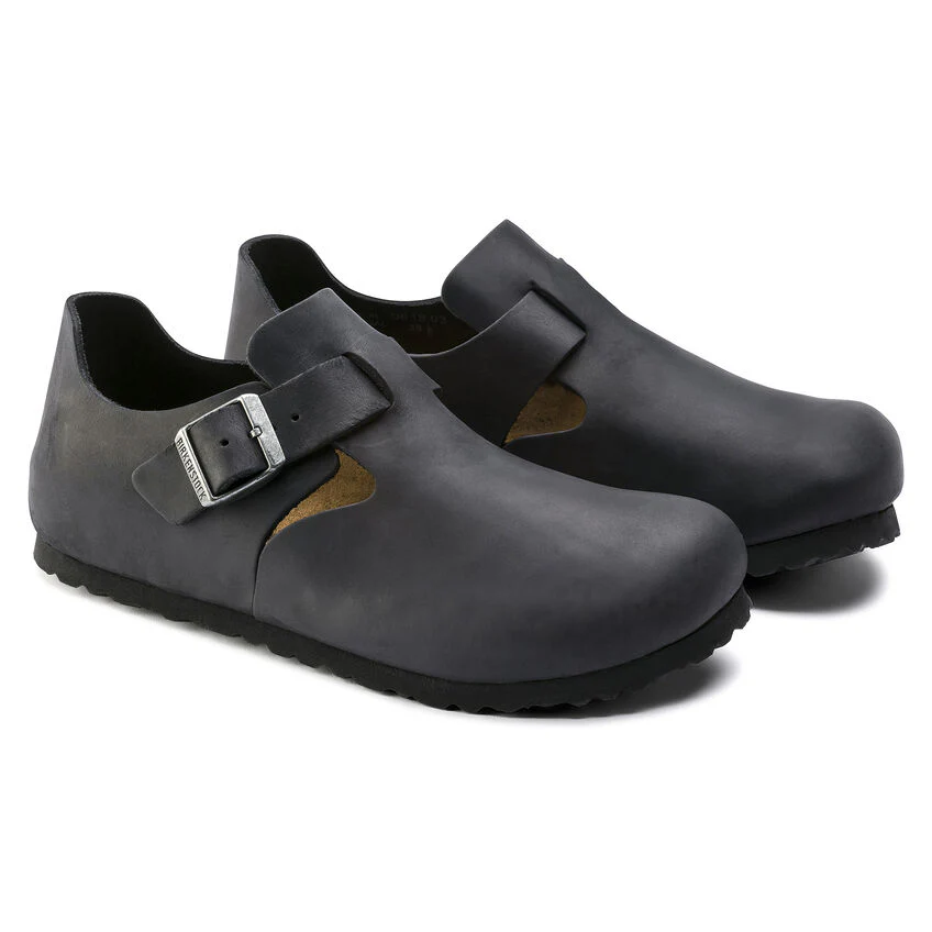 Birkenstock London Oiled Leather Classic Footbed in Black - Image 7