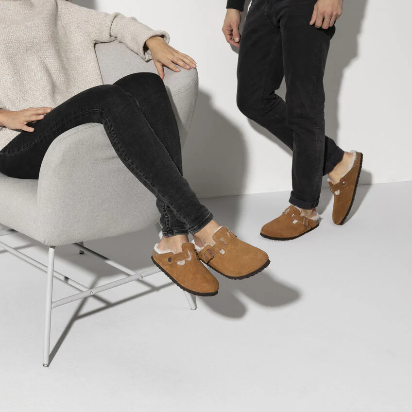 Birkenstock Boston Shearling Suede Leather Clog in Mink - Image 10