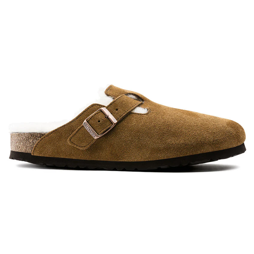 Birkenstock Boston Shearling Suede Leather Clog in Mink - Image 3