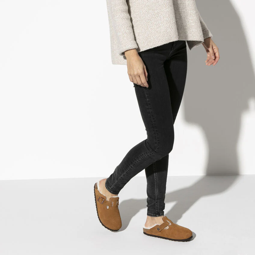 Birkenstock Boston Shearling Suede Leather Clog in Mink - Image 5