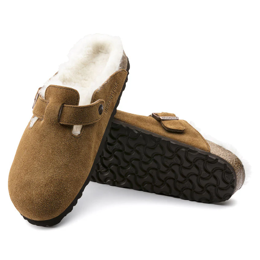 Birkenstock Boston Shearling Suede Leather Clog in Mink - Image 6