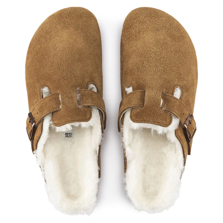 Birkenstock Boston Shearling Suede Leather Clog in Mink - Image 7