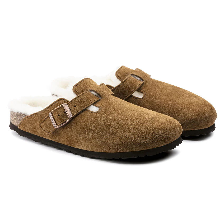 Birkenstock Boston Shearling Suede Leather Clog in Mink - Image 8