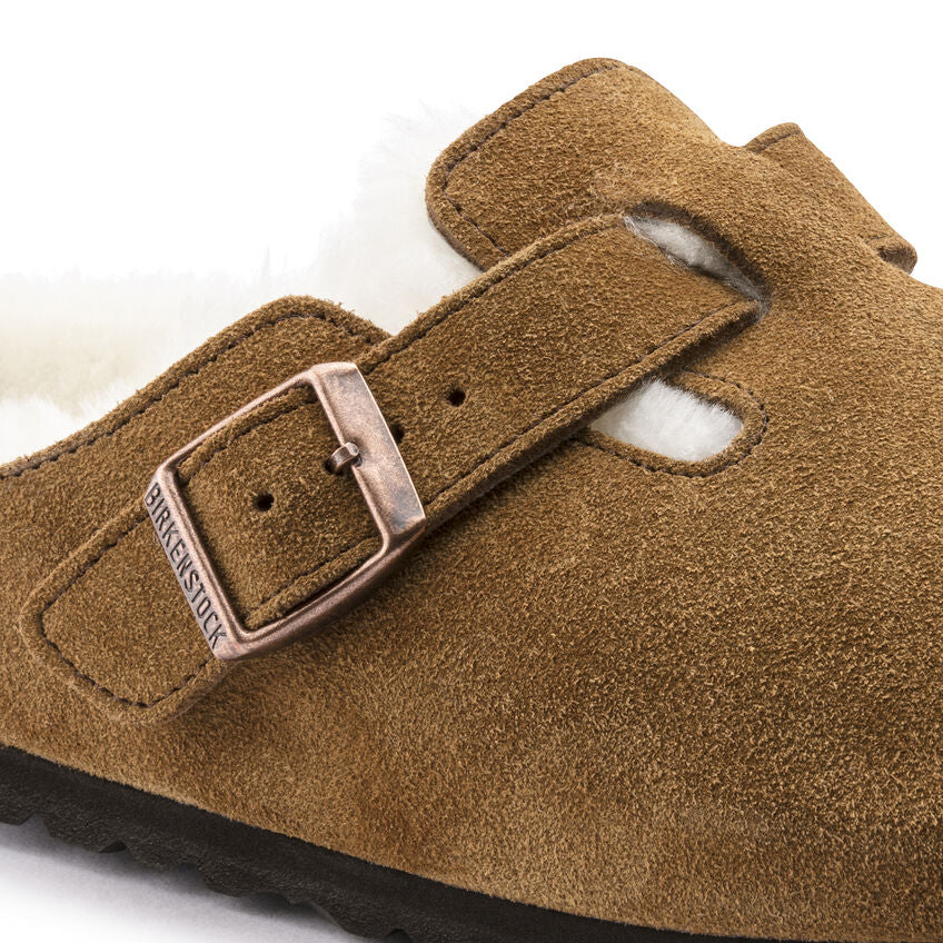 Birkenstock Boston Shearling Suede Leather Clog in Mink - Image 9