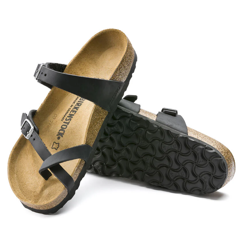 Birkenstock Mayari Oiled Leather Classic Footbed Sandal in Black - Image 4