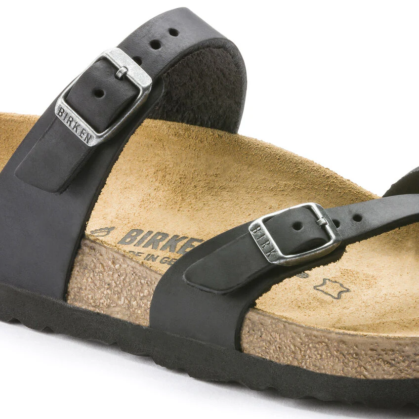 Birkenstock Mayari Oiled Leather Classic Footbed Sandal in Black - Image 8
