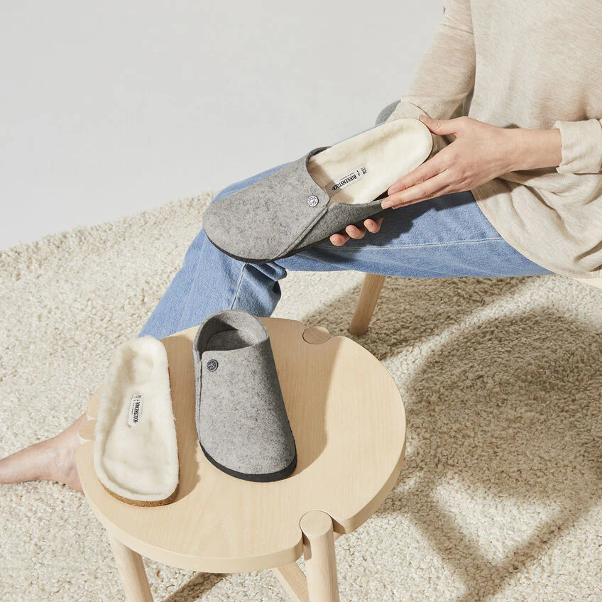 Birkenstock Zermatt Wool Felt Slipper in Light Gray - Image 4