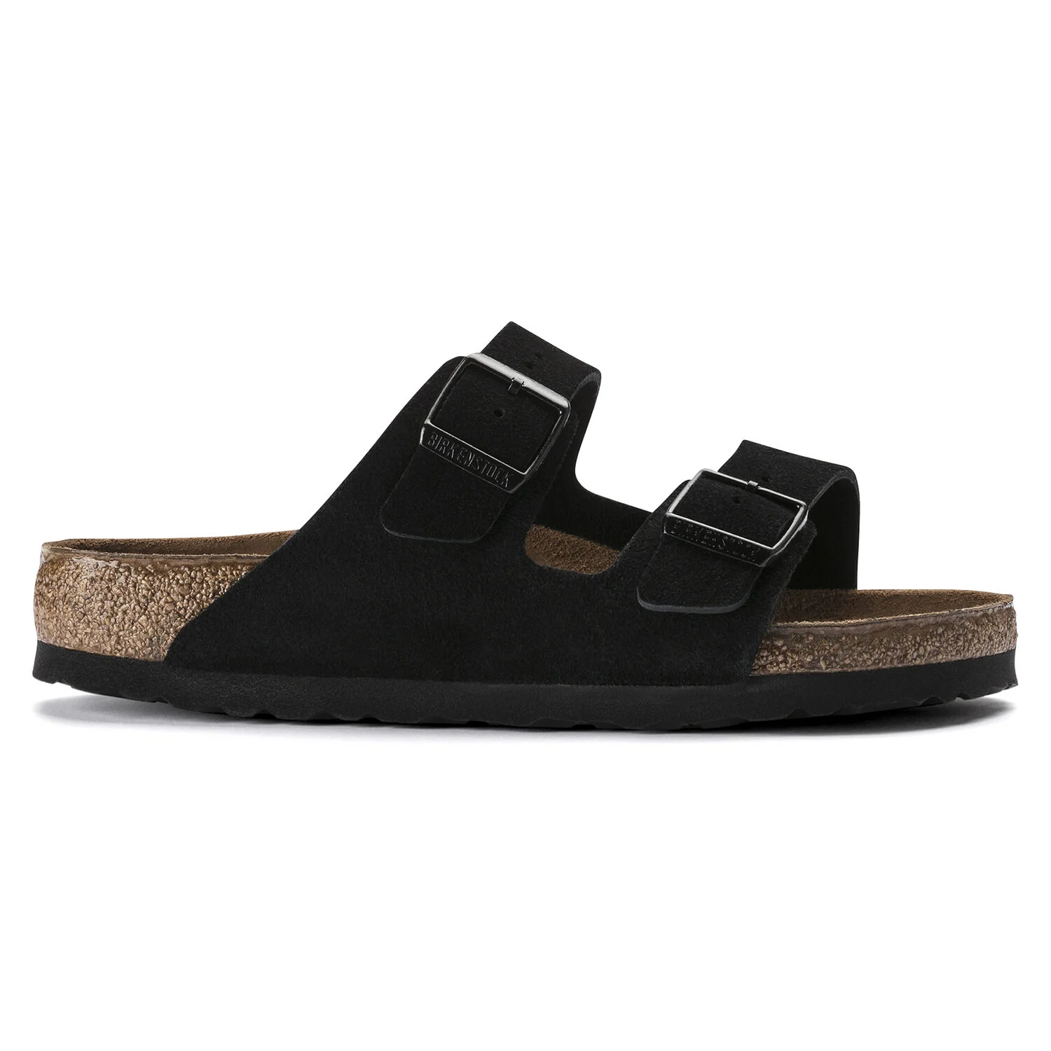 Birkenstock Arizona Suede Leather Soft Footbed Sandal in Black - Image 3