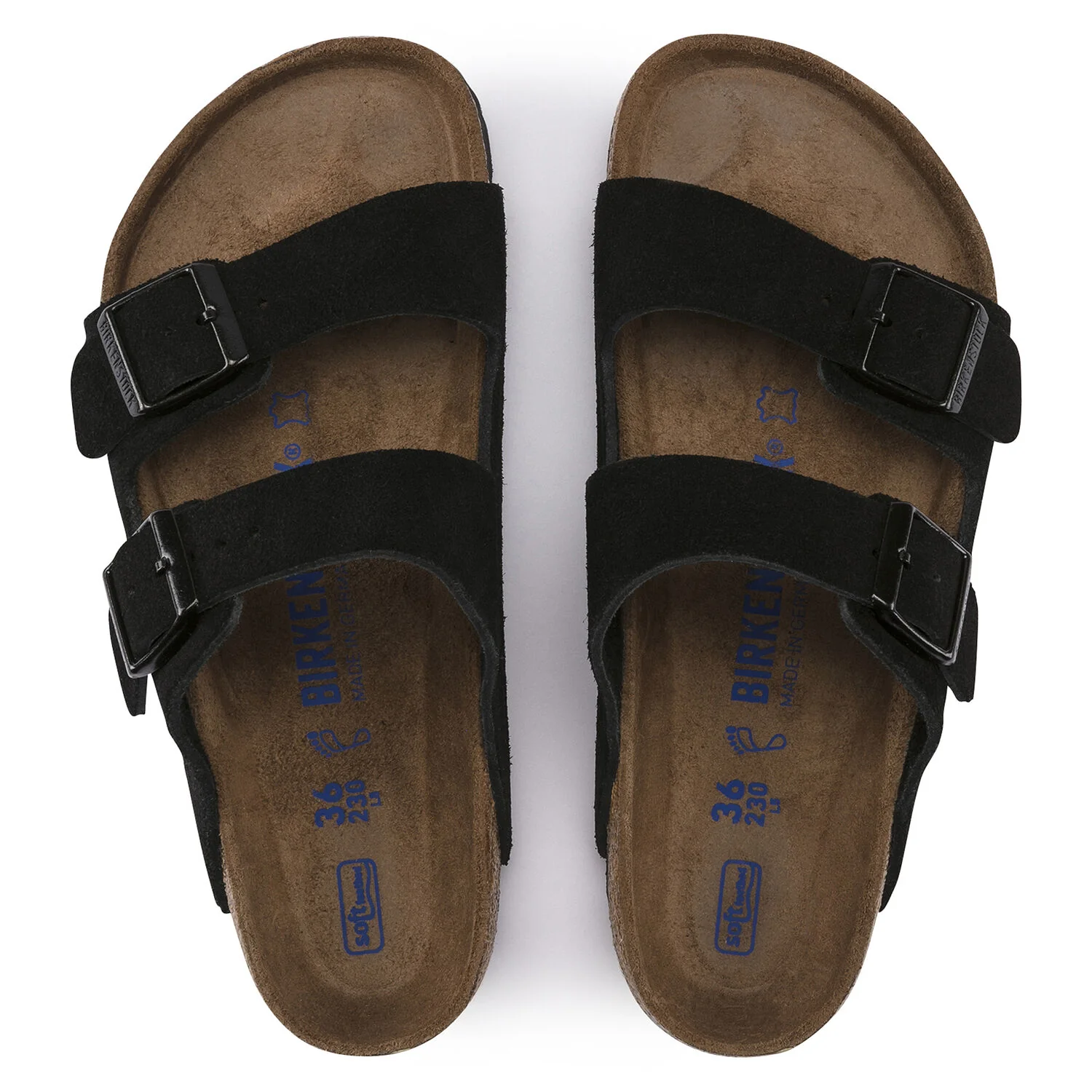 Birkenstock Arizona Suede Leather Soft Footbed Sandal in Black - Image 7