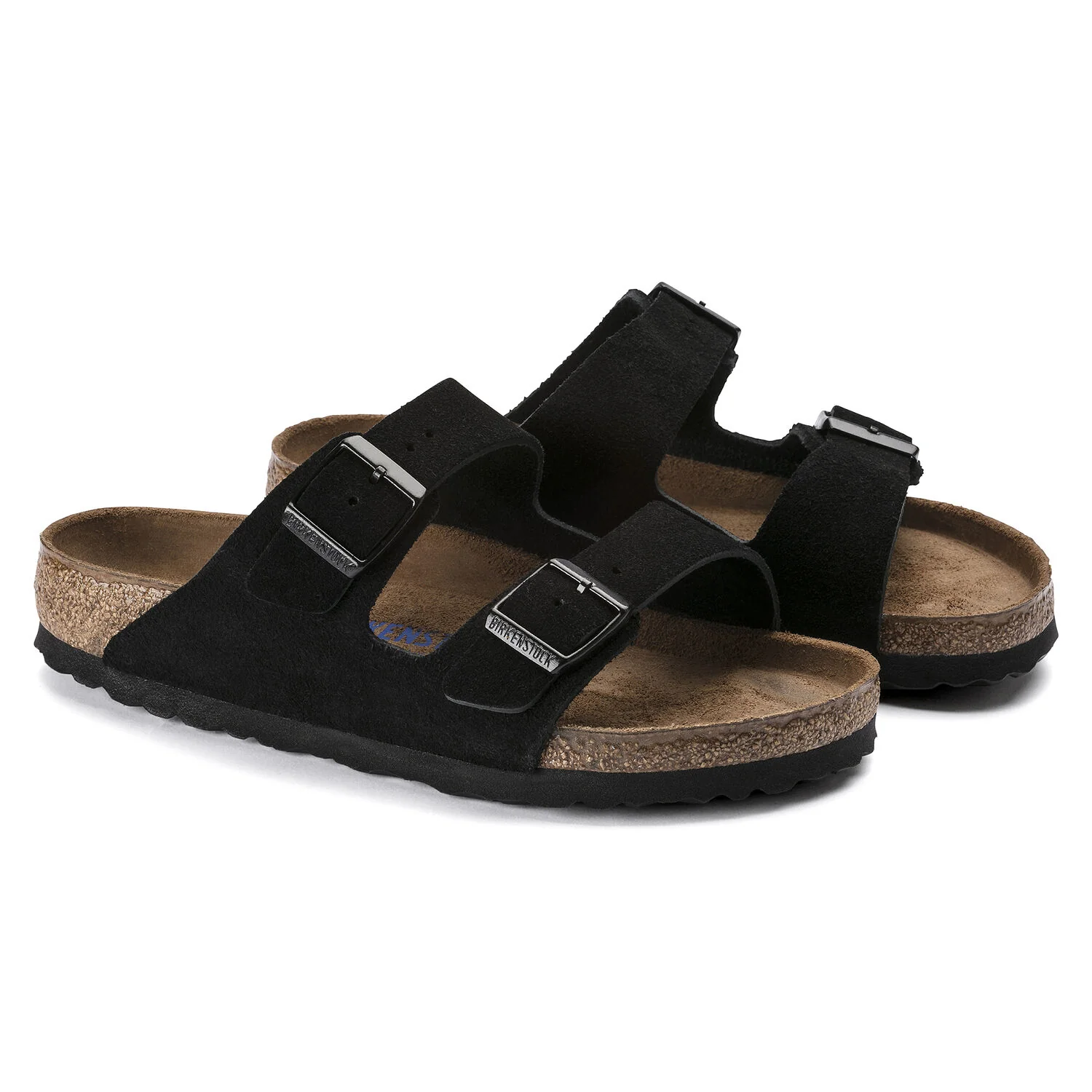 Birkenstock Arizona Suede Leather Soft Footbed Sandal in Black - Image 8