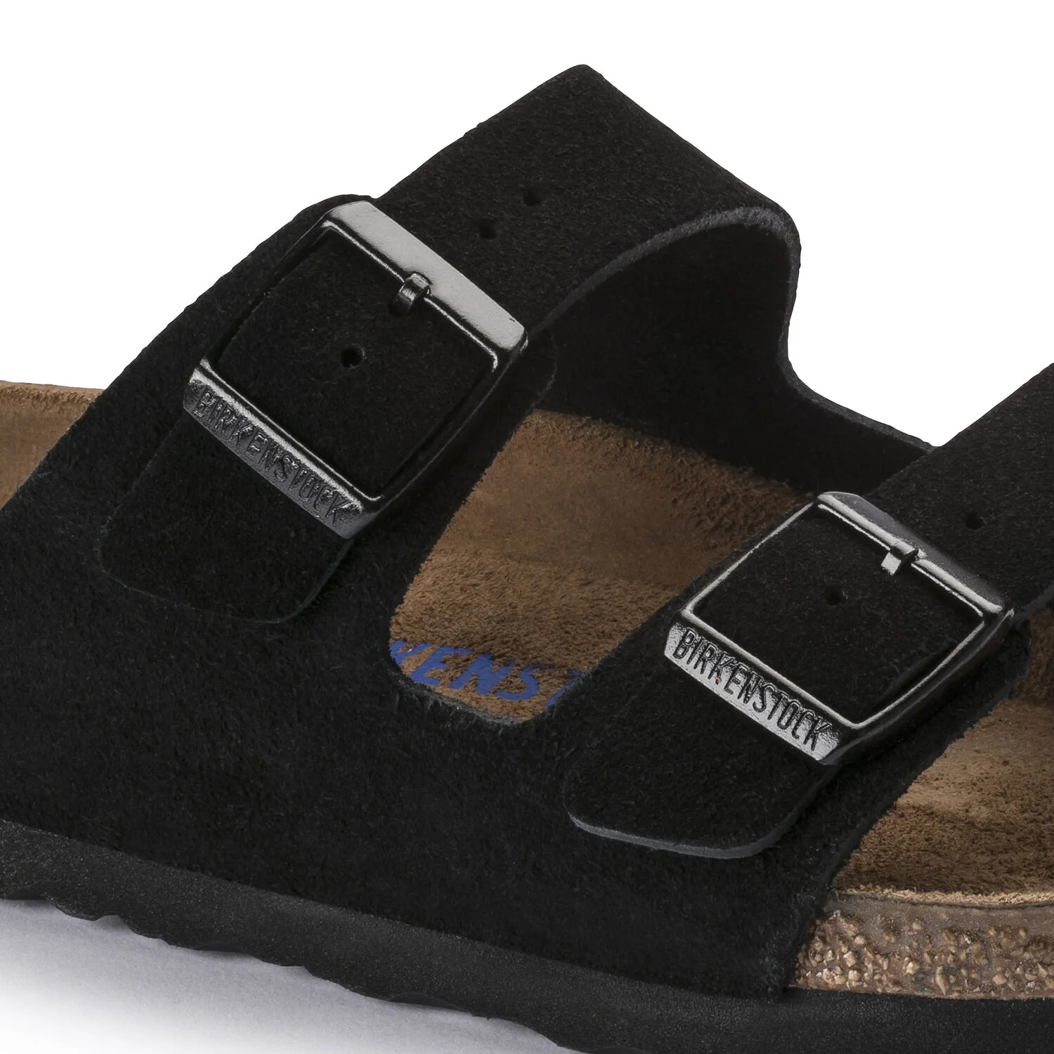 Birkenstock Arizona Suede Leather Soft Footbed Sandal in Black - Image 9