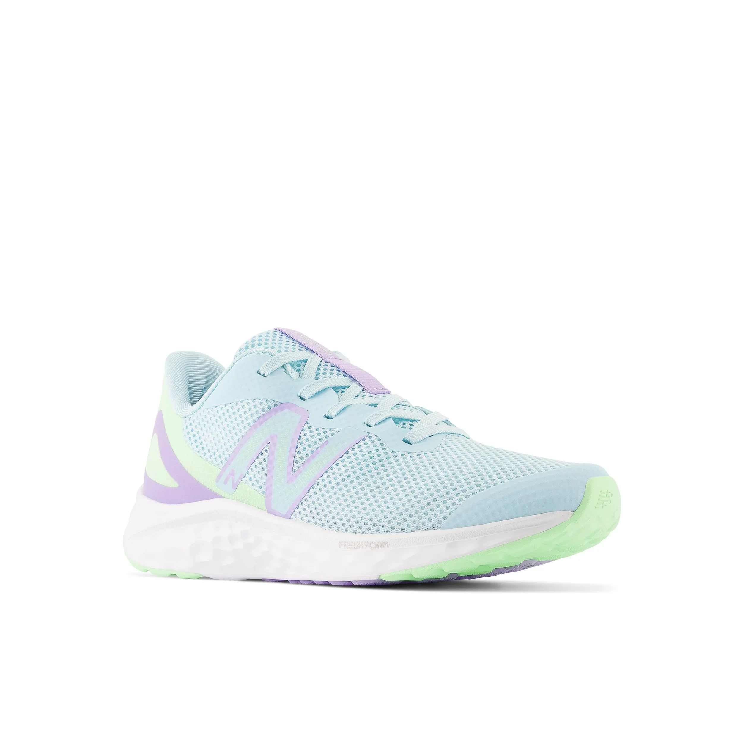 New Balance Big Kid's Fresh Foam Arishi v4 in Blue with Green Aura and Lilac Glo - Image 2