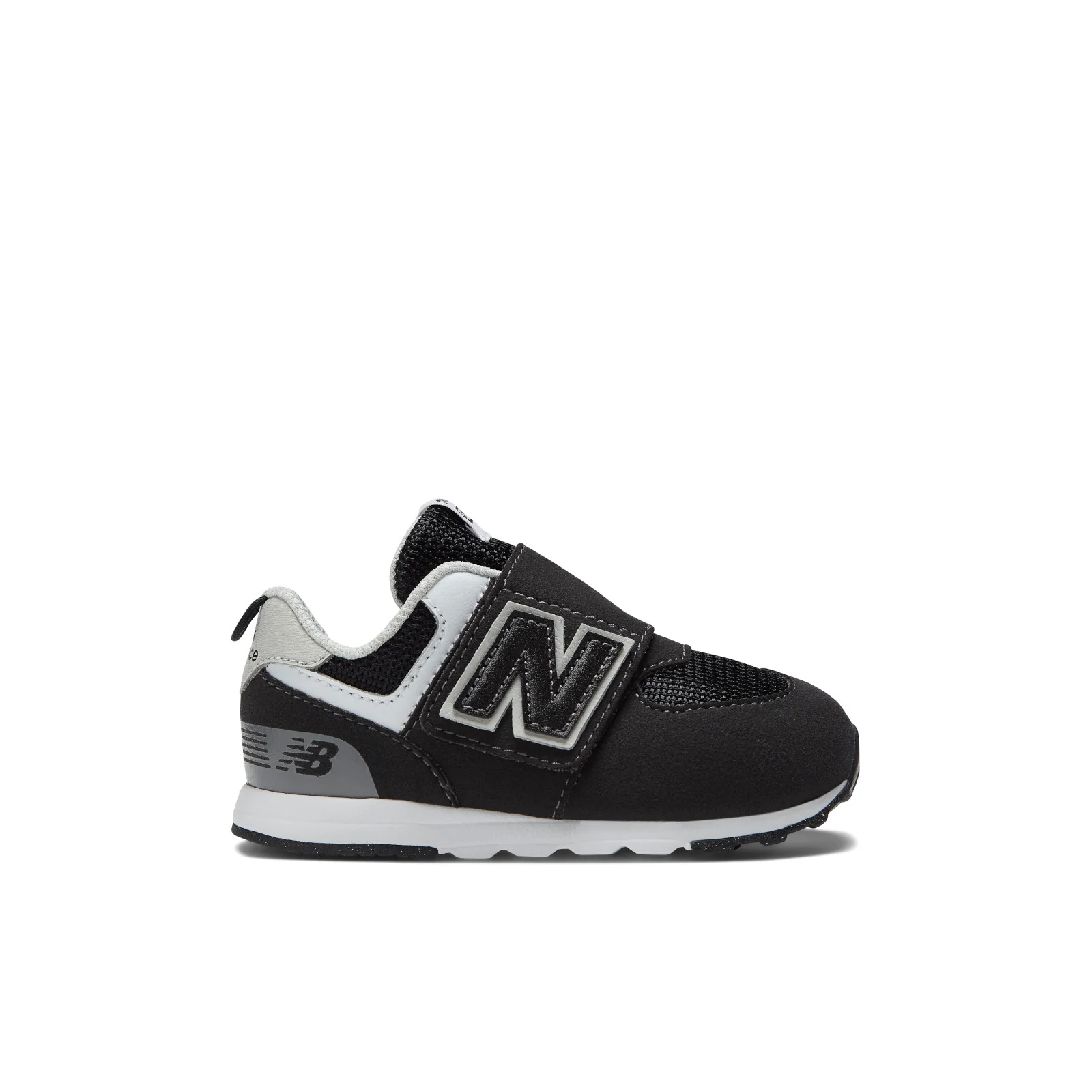 New Balance Toddler 574 B Hook & Loop in Black with Silver Metallic