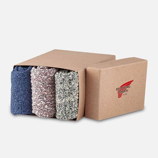 Red Wing Cotton Rag Crew Sock 3-Pack 97662 in Multicolor