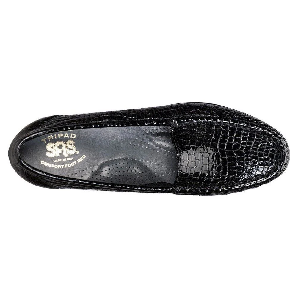 SAS Women's Simplify Slip-On Loafer in Black Croc Wide - Image 4