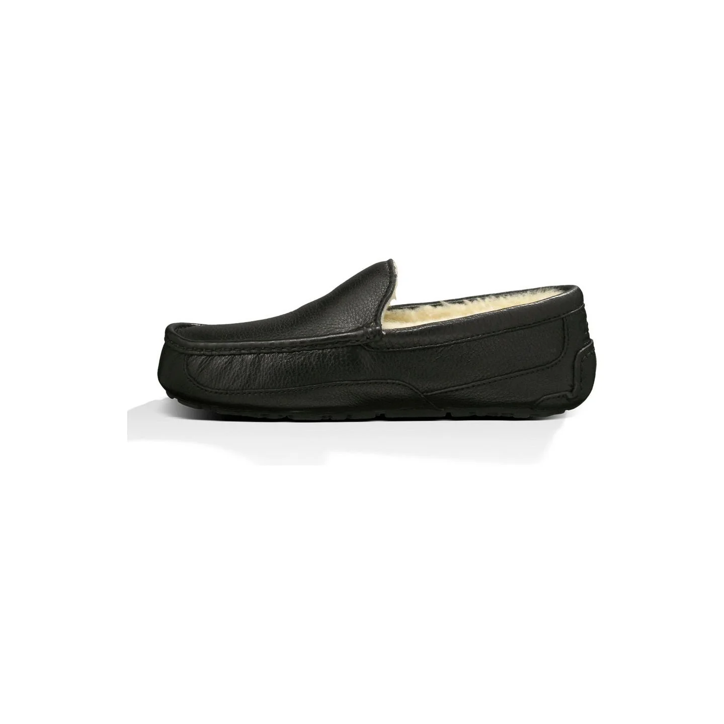 UGG Men's Ascot Leather Slipper in Black - Image 3