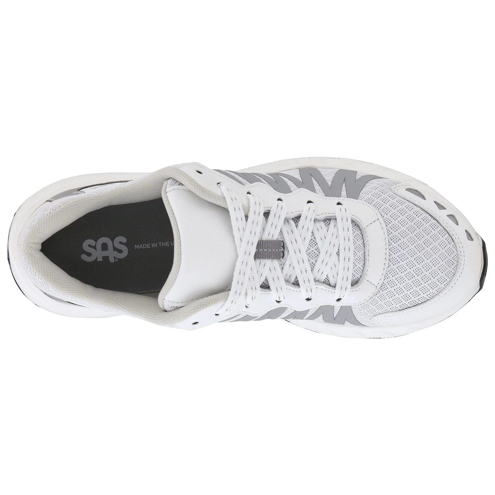 SAS Women's Tempo Lace Up Sneaker in White / Silver - Image 3